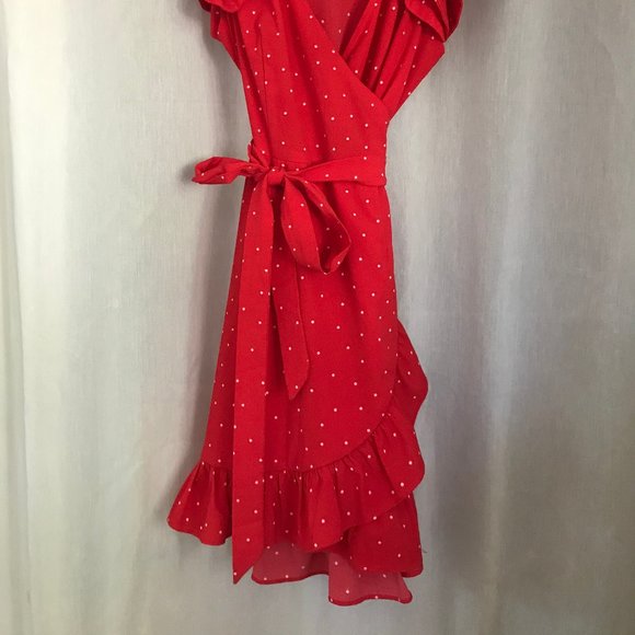 She & Sky Red Wrap Dress - Picture 3 of 5